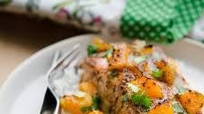 Glazed Salmon with Peaches