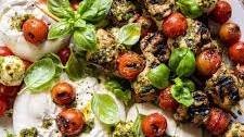 Grilled Caprese Pesto Chicken Skewers