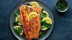 Grilled Norwegian fjord trout with lemon and herb marinade