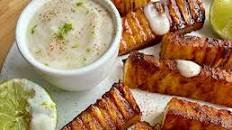 Grilled pineapples with coconut lime yogurt dip