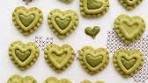 Heart-shaped matcha #cookies made with condensed ...
