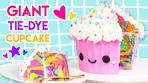 How to Make a GIANT Rainbow Tie-Dye Cupcake!