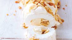 Julie Goodwin's banoffee pavlova roulade with candied macadamias