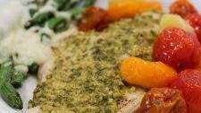 Keto-Friendly Basil Pesto Catfish with Cheesy Green Beans