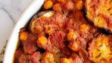 Mediterranean Eggplant Casserole with Chickpeas and Tomato