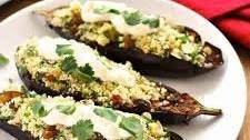 Middle Eastern Roasted Eggplant with Couscous
