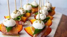 Mozzarella, Prosciutto, and Pickled Peach Appetizer Skewers