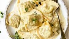 Mushroom Ravioli In A Parmesan Cream Sauce
