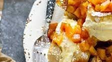 Peach Compote Cream Cheese Stuffed French Toast
