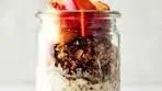 Peach crisp overnight oats = basically dessert for breakfast ...