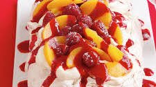 Peach melba pavlova