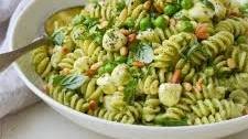 Pesto Pasta Salad with Peas, Pine Nuts & Mozzarella Pearls