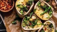 pesto roasted veggie breakfast burritos