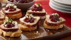 Pork and Apple-Cranberry Chutney Crostini
