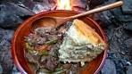 Primitive Cooking - Campfire Beef Stew & Corn Bread Recipe ...