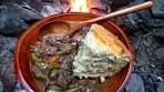 Primitive Cooking - Campfire Beef Stew & Corn Bread Recipe ...