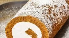 Pumpkin Swiss Cake Roll with Hazelnut Buttercream