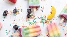 Rainbow Striped Smoothie Popsicles