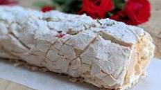 Raspberry meringue roulade