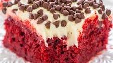 Red Velvet Poke Cake with Cream Cheese Frosting