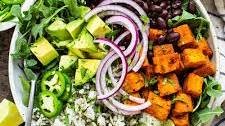 Roasted Sweet Potato Black Bean Bowls with Chili-Lime Dressing
