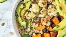 Roasted Veggie Quinoa Bowl with Lemon Garlic Dressing