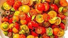 Simple Cherry Tomato Salad with Olive Oil Toasts