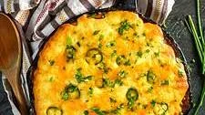 Skillet Cheddar-Cornbread BBQ Chicken Pot Pie