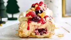 Sour cherry and almond roulade
