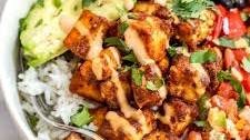 Spicy Baked Tofu Burrito Bowl