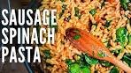 Spicy sausage pasta with loads of fresh baby spinach - This is ...