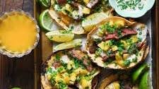 Steak Tacos with Mango Salsa and Spicy Cilantro-Lime Crema