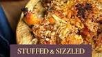 Stuffed & Sizzled Eggplant (Serves 2) Ingredients: 1 large ...