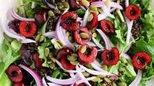 Summer Salad with Cherries and Black Lentils.