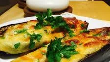 Tomato and cheese topped aubergines
