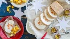 Tropical coconut pavlova roll