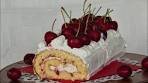 Vanilla Swiss Roll with Cherry Garnish | HOMEMADE