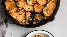 Vegan & Gluten Free Curry Chickpea Pot Pie with Sweet Potato 'Crust'