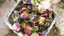 Vibrant edible flower salad