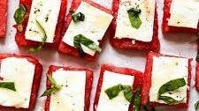 Watermelon Feta Bites with Basil and Hot Honey