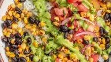 Zesty Black Bean Rice Bowl with Lime Basil Sauce