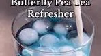 ✨ Butterfly Pea Tea Refresher 🦋🫖🫧🧊 RECIPE: 1 tbs butterfly ...