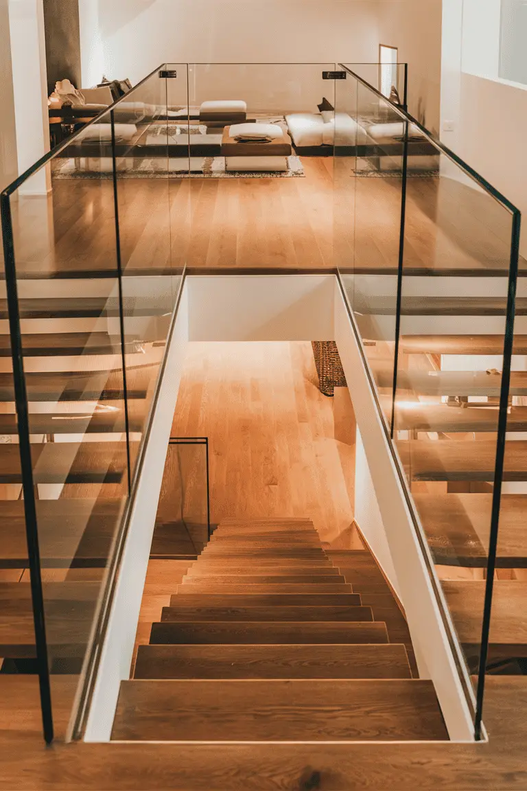 home stairs glass railing