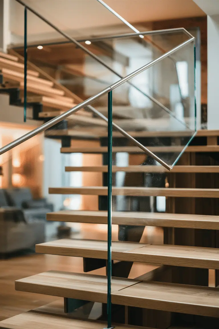 home stairs glass railing