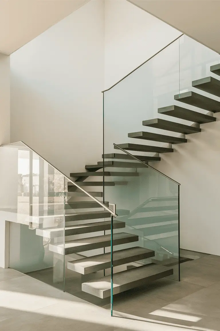 home stairs glass railing