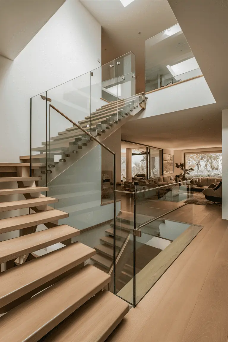 home stairs glass railing
