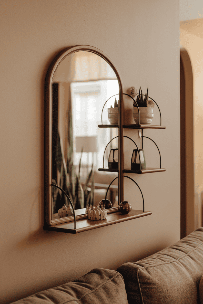 Wall-Mounted Mirror with Shelves