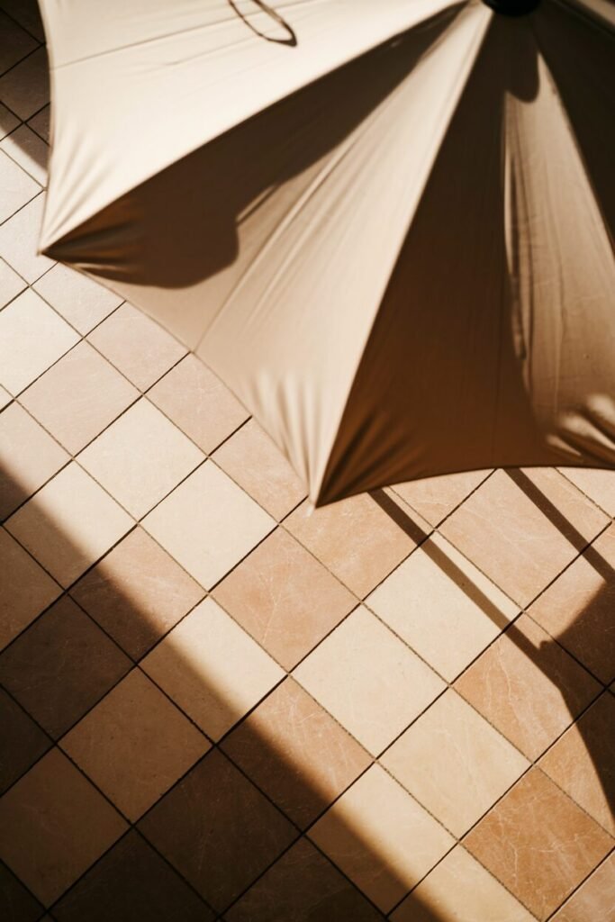 2. Earthy Elegance with a Neutral Umbrella