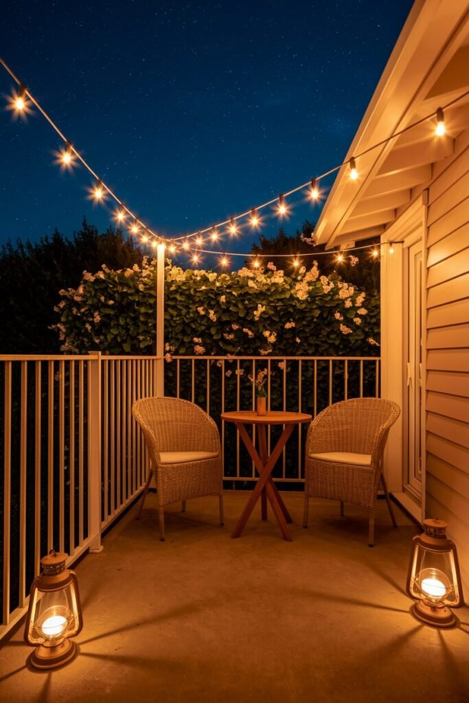 3. Illuminate with String Lights and Lanterns