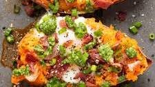 Breakfast Stuffed Sweet Potatoes Recipe Thumbnail